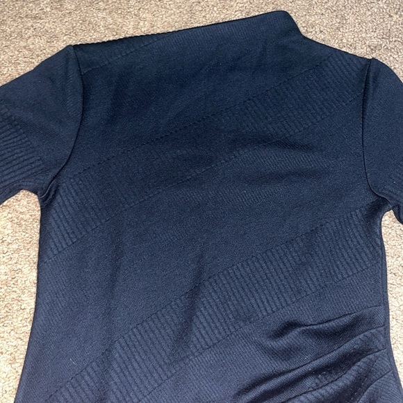 Modern Citizen Evie Ribbed Knit Jersey Ruched Midi Dress Navy Blue Medium - Picture 6 of 11